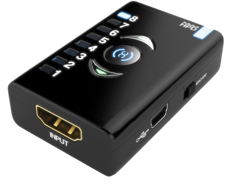 Dr HDMI se vstupem HDMI, portem Mini-USB a rozsvícenými LED bank EDID