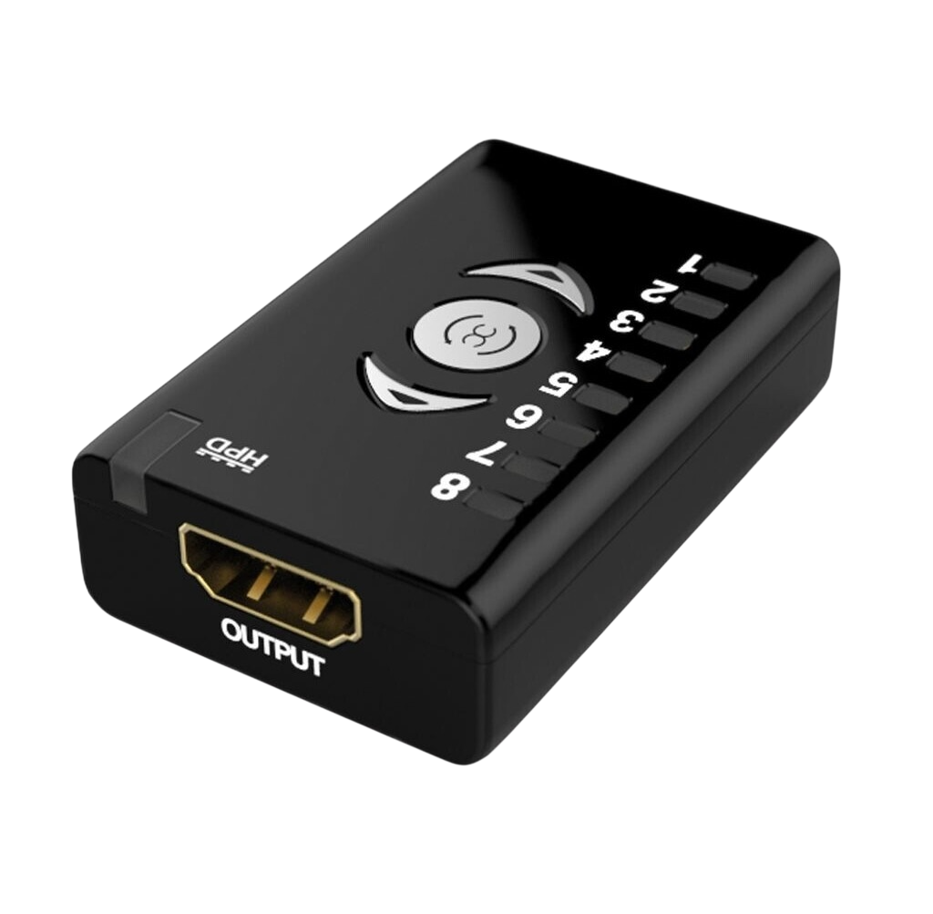 Výstupní strana Dr HDMI s výstupem HDMI a LED bank 1 až 8